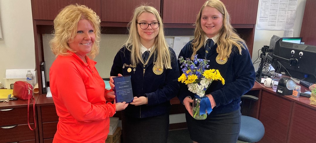 Sharon Sidders, fiscal, receives Honorary FFA Chapter Degree.